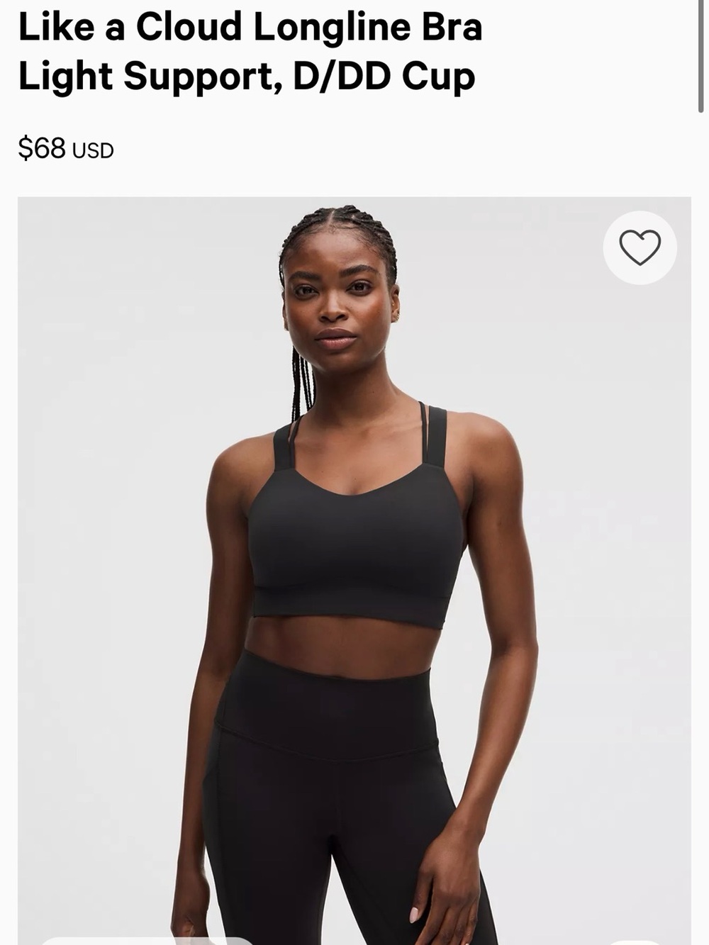 lululemon Like a Cloud Longline D/DD Bra in Black